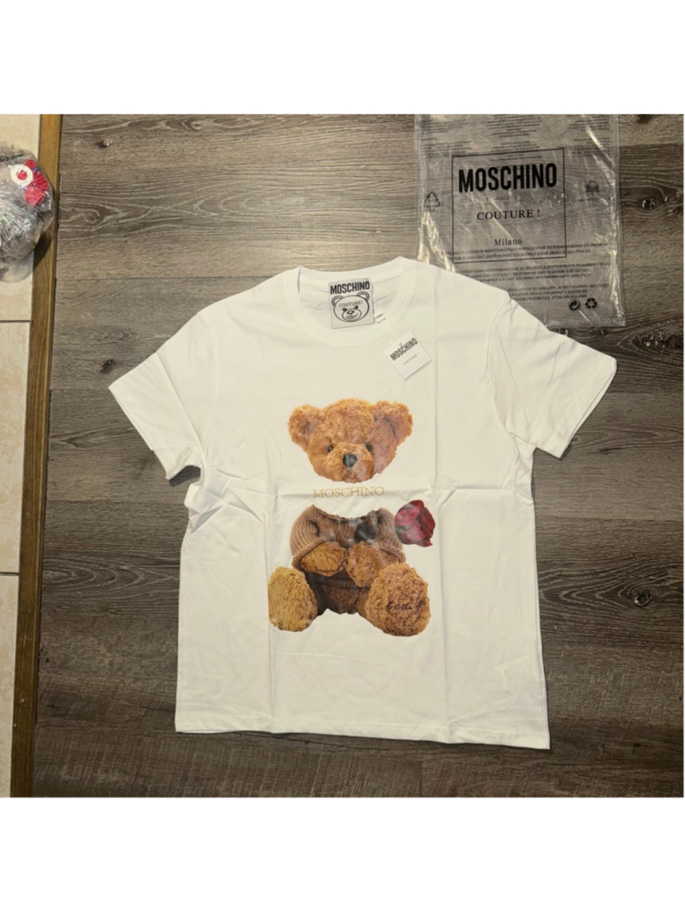 Moschino Women's White Teddy Bear Graphic T-Shirt
